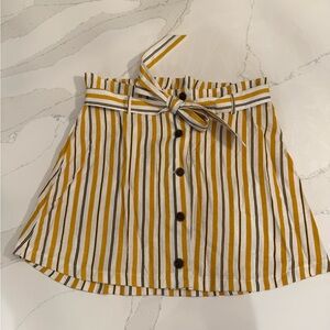 Striped Button-Down Skirt with Tie Belt